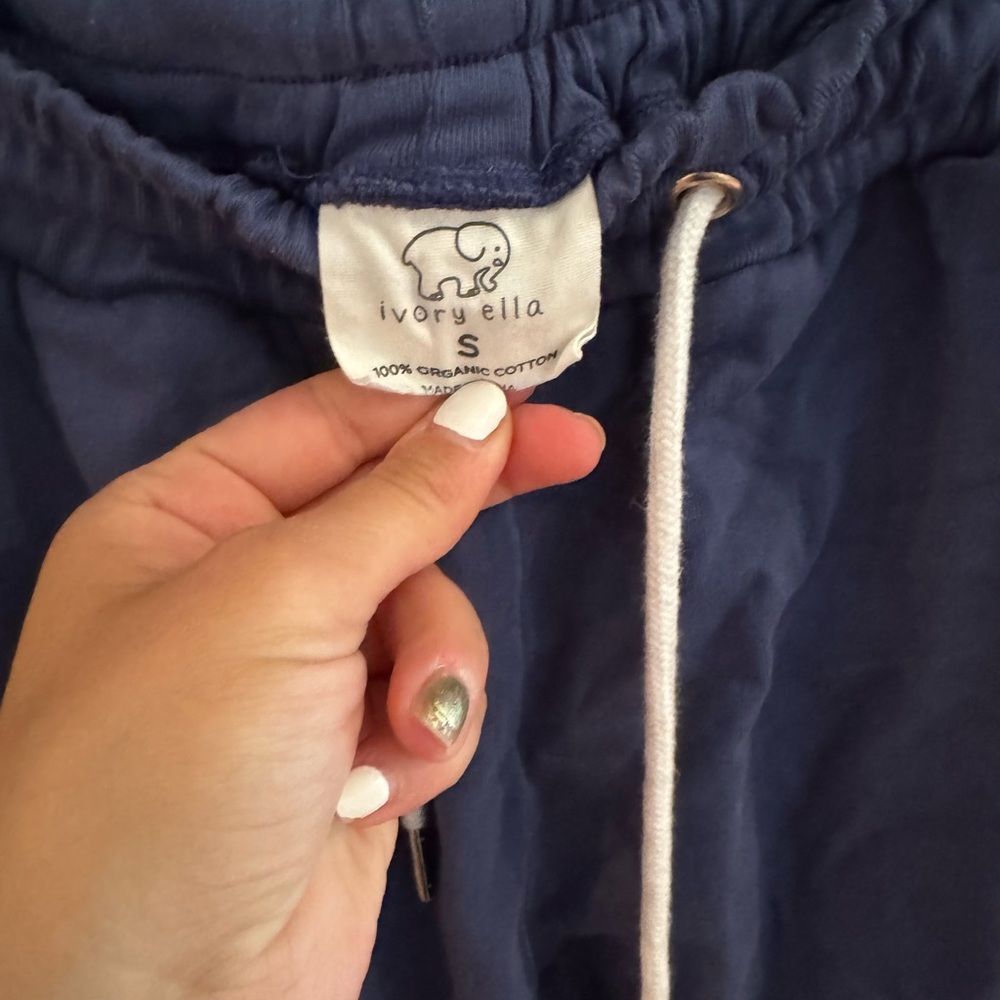 Ivory Ella Blue Joggers with White Accents - Picture 3 of 3